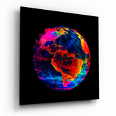 Neon Earth Glass Wall Art|| Designer's Collection.